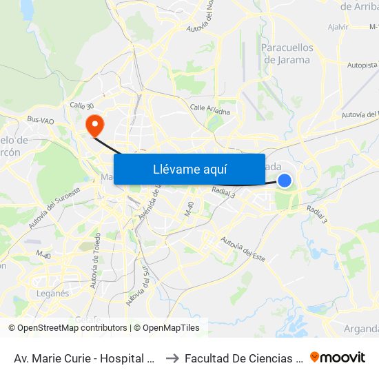 Av. Marie Curie - Hospital Del Henares to Facultad De Ciencias Químicas map
