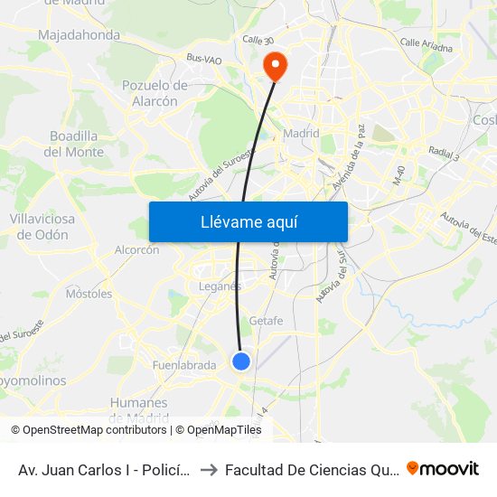 Av. Juan Carlos I - Policía Local to Facultad De Ciencias Químicas map