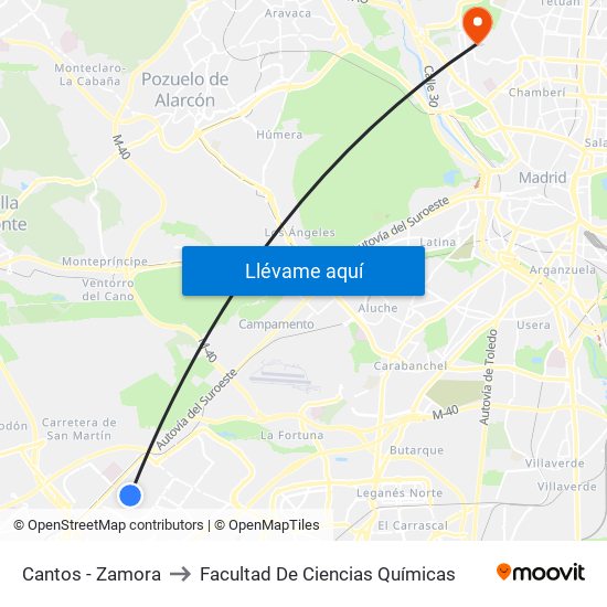 Cantos - Zamora to Facultad De Ciencias Químicas map