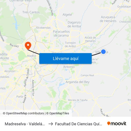 Madreselva - Valdeláguila to Facultad De Ciencias Químicas map