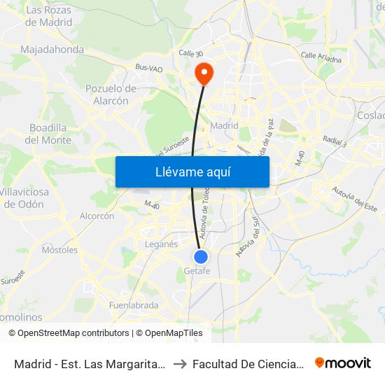 Madrid - Est. Las Margaritas Universidad to Facultad De Ciencias Químicas map