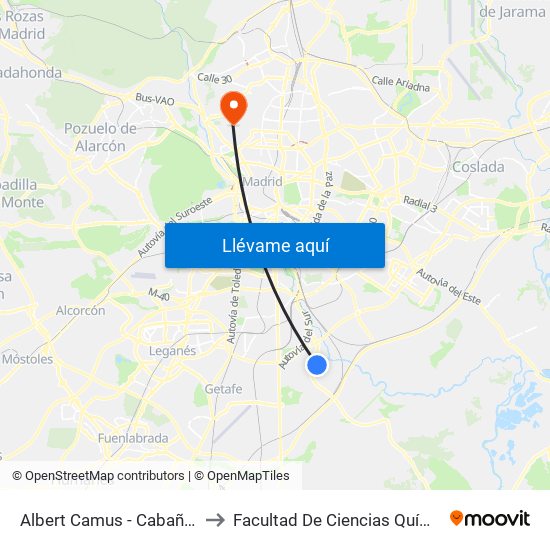 Albert Camus - Cabañeros to Facultad De Ciencias Químicas map