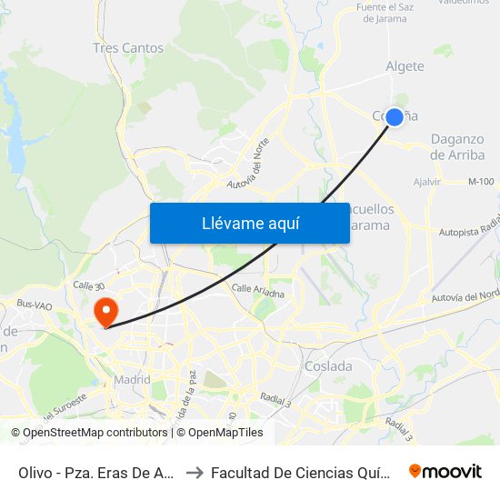 Olivo - Pza. Eras De Arriba to Facultad De Ciencias Químicas map