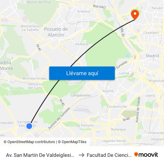Av. San Martín De Valdeiglesias - Autocaravanas to Facultad De Ciencias Químicas map