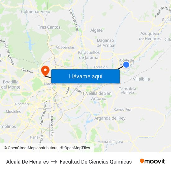 Alcalá De Henares to Facultad De Ciencias Químicas map