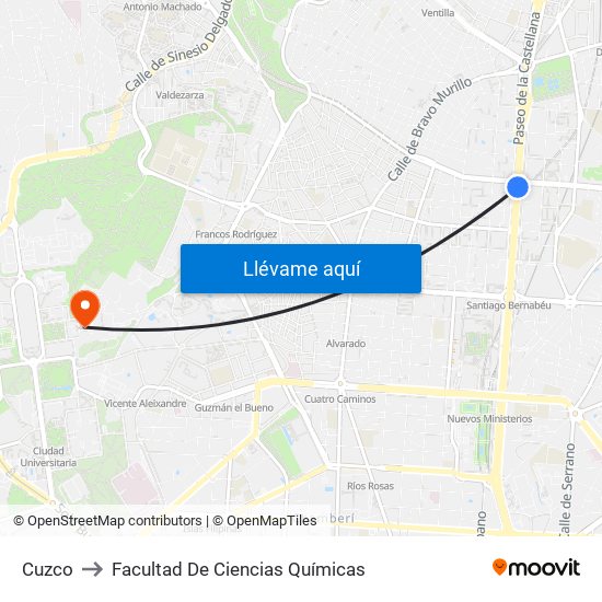 Cuzco to Facultad De Ciencias Químicas map