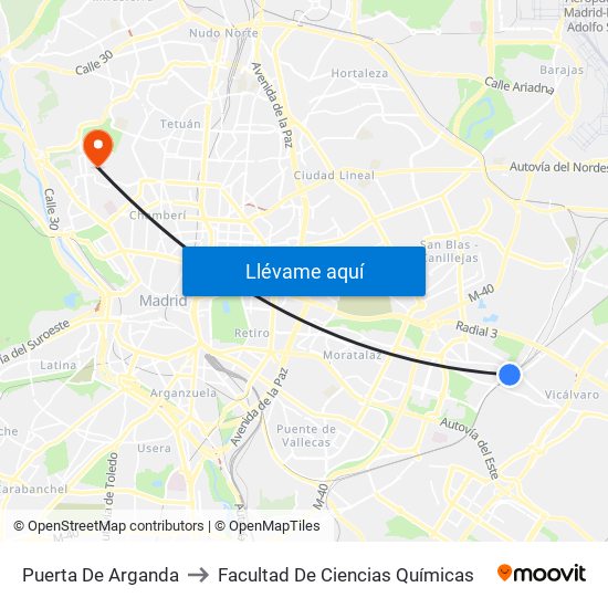 Puerta De Arganda to Facultad De Ciencias Químicas map