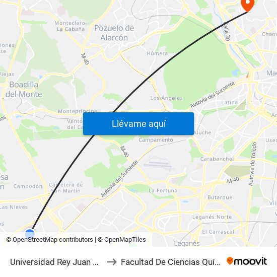 Universidad Rey Juan Carlos to Facultad De Ciencias Químicas map