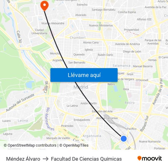 Méndez Álvaro to Facultad De Ciencias Químicas map