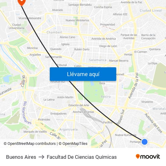 Buenos Aires to Facultad De Ciencias Químicas map