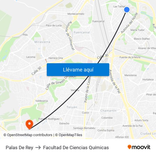 Palas De Rey to Facultad De Ciencias Químicas map