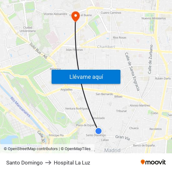 Santo Domingo to Hospital La Luz map