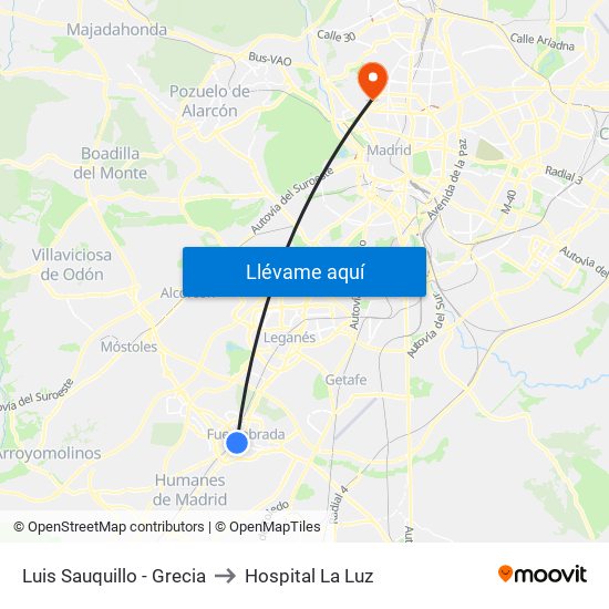 Luis Sauquillo - Grecia to Hospital La Luz map