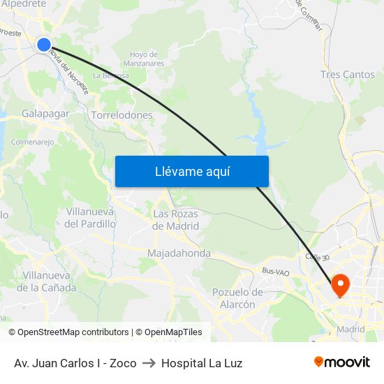 Av. Juan Carlos I - Zoco to Hospital La Luz map