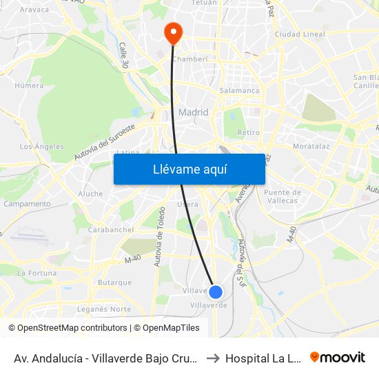 Av. Andalucía - Villaverde Bajo Cruce to Hospital La Luz map
