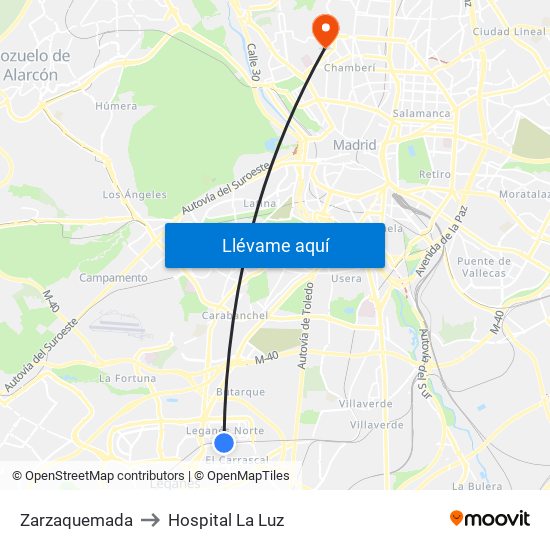 Zarzaquemada to Hospital La Luz map