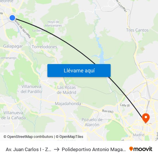 Av. Juan Carlos I - Zoco to Polideportivo Antonio Magariños map