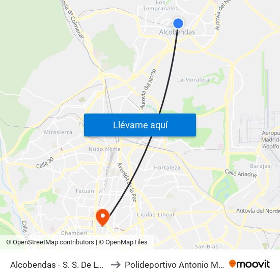 Alcobendas - S. S. De Los Reyes to Polideportivo Antonio Magariños map