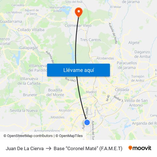 Juan De La Cierva to Base “Coronel Maté” (F.A.M.E.T) map