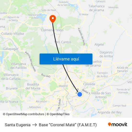 Santa Eugenia to Base “Coronel Maté” (F.A.M.E.T) map