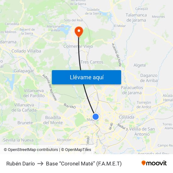 Rubén Darío to Base “Coronel Maté” (F.A.M.E.T) map