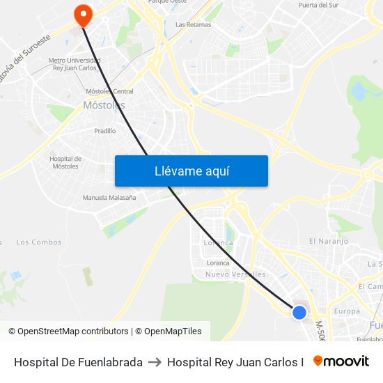 Hospital De Fuenlabrada to Hospital Rey Juan Carlos I map