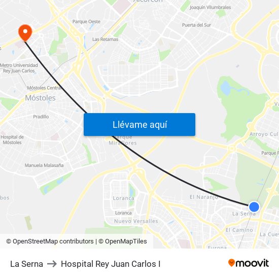 La Serna to Hospital Rey Juan Carlos I map