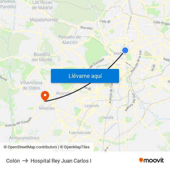 Colón to Hospital Rey Juan Carlos I map