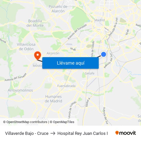 Villaverde Bajo - Cruce to Hospital Rey Juan Carlos I map