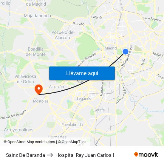 Sainz De Baranda to Hospital Rey Juan Carlos I map