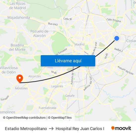Estadio Metropolitano to Hospital Rey Juan Carlos I map