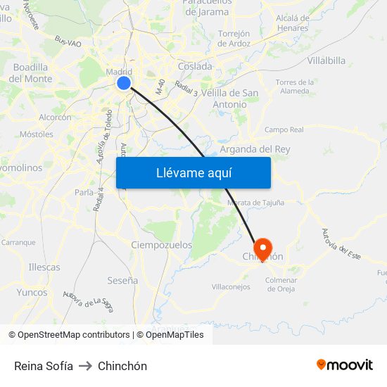 Reina Sofía to Chinchón map