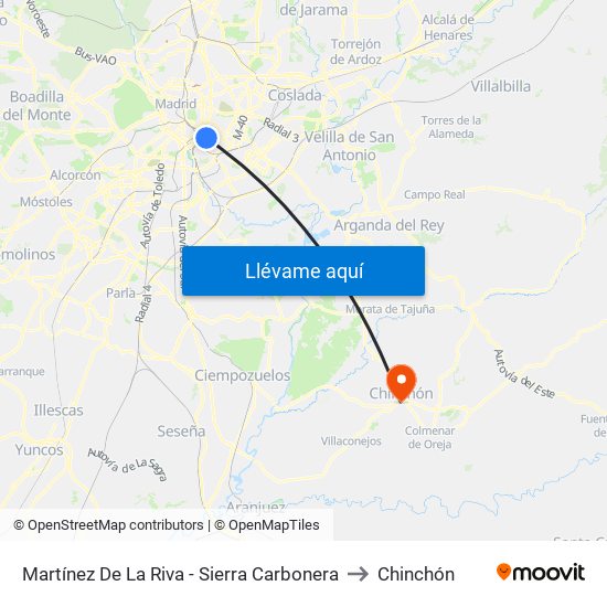 Martínez De La Riva - Sierra Carbonera to Chinchón map