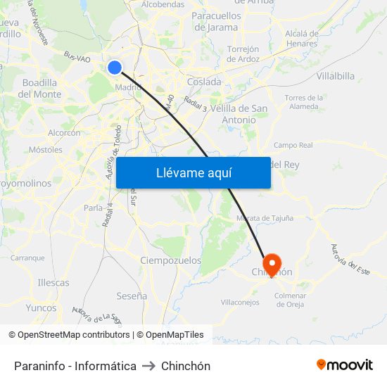 Paraninfo - Informática to Chinchón map