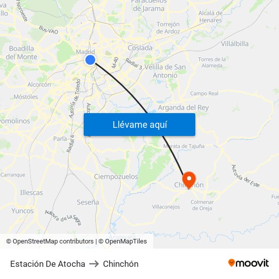 Estación De Atocha to Chinchón map