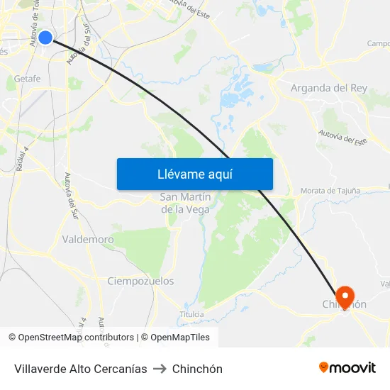 Villaverde Alto Cercanías to Chinchón map