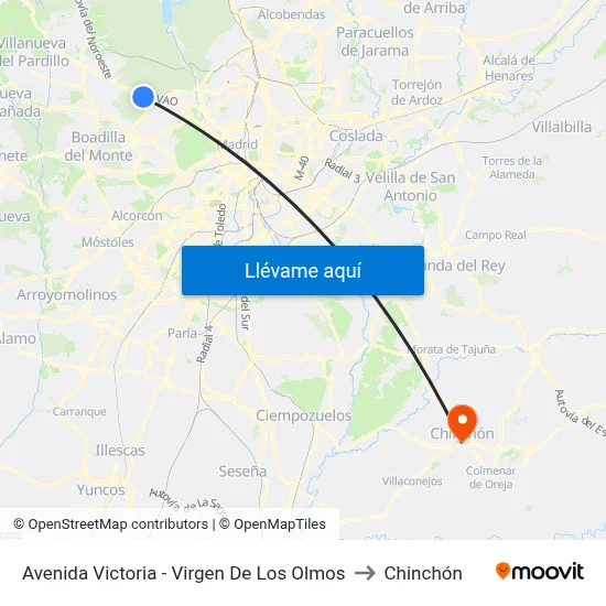 Avenida Victoria - Virgen De Los Olmos to Chinchón map