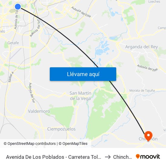 Avenida De Los Poblados - Carretera Toledo to Chinchón map