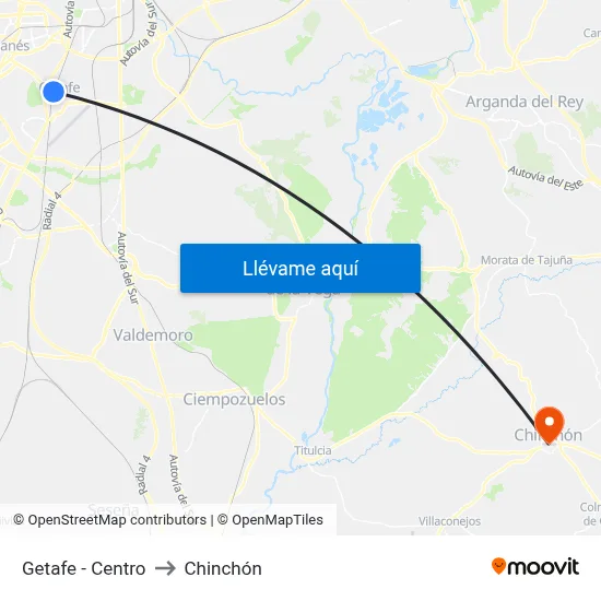 Getafe - Centro to Chinchón map