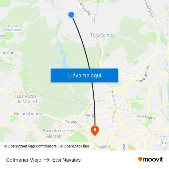 Colmenar Viejo to Etsi Navales map