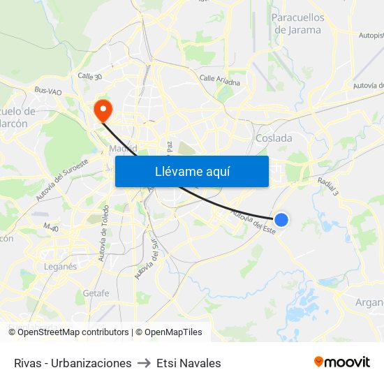 Rivas - Urbanizaciones to Etsi Navales map