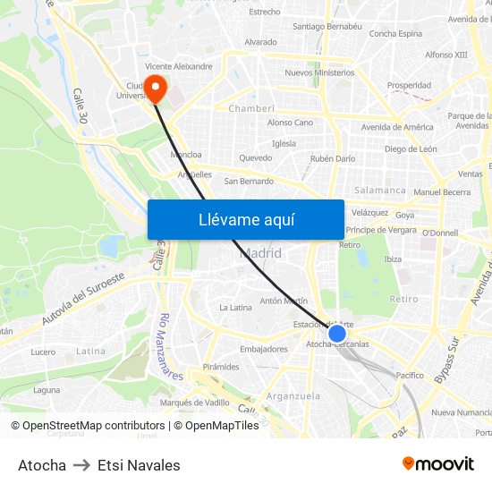 Atocha to Etsi Navales map