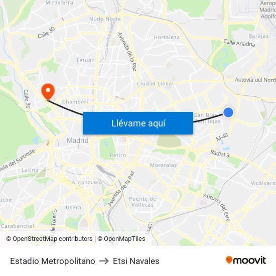 Estadio Metropolitano to Etsi Navales map