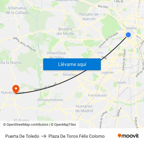 Puerta De Toledo to Plaza De Toros Félix Colomo map