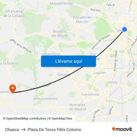 Chueca to Plaza De Toros Félix Colomo map