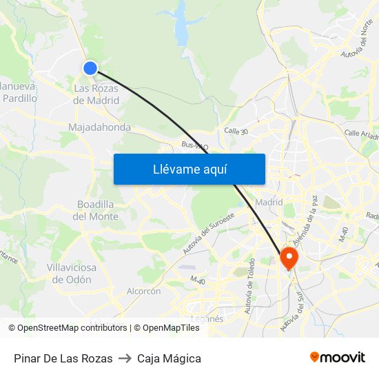 Pinar De Las Rozas to Caja Mágica map