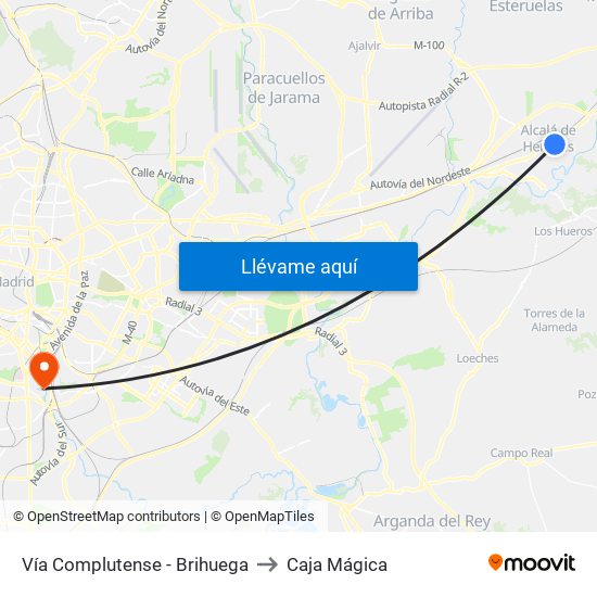 Vía Complutense - Brihuega to Caja Mágica map