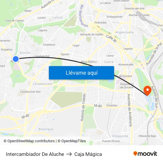 Intercambiador De Aluche to Caja Mágica map