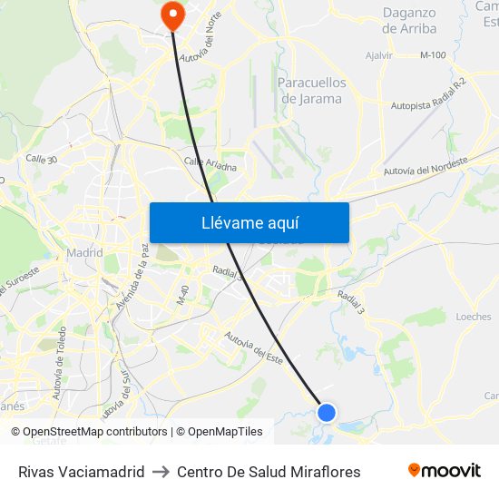 Rivas Vaciamadrid to Centro De Salud Miraflores map