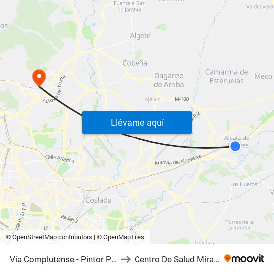 Vía Complutense - Pintor Picasso to Centro De Salud Miraflores map